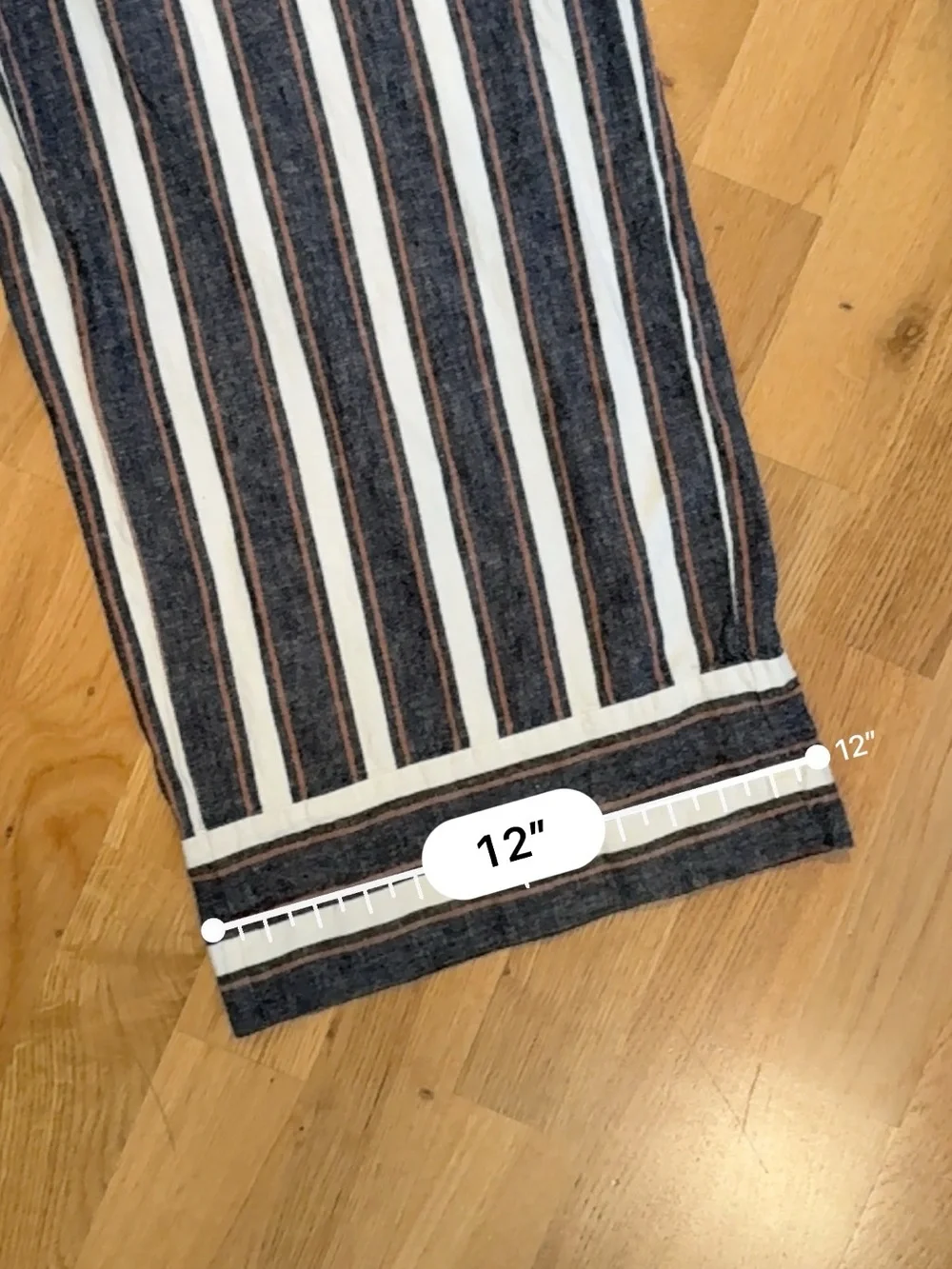 Striped High-Waist Linen Blend Pants in Navy, White & Rust